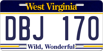 WV license plate DBJ170
