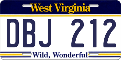 WV license plate DBJ212
