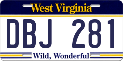 WV license plate DBJ281