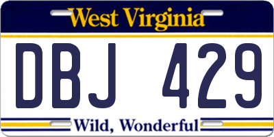 WV license plate DBJ429