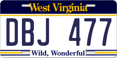 WV license plate DBJ477