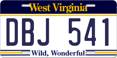 WV license plate DBJ541