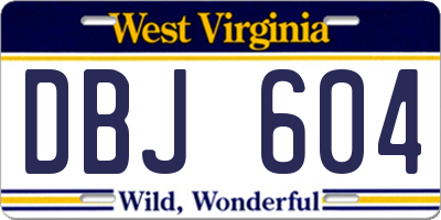 WV license plate DBJ604