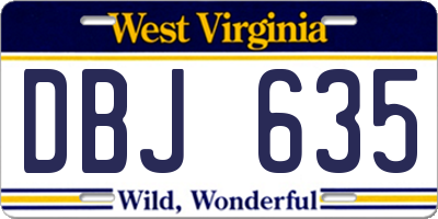 WV license plate DBJ635