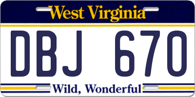 WV license plate DBJ670
