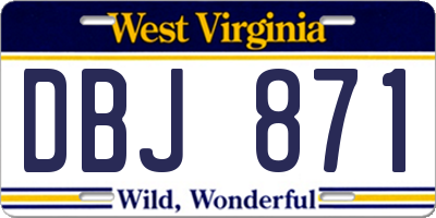 WV license plate DBJ871