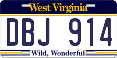 WV license plate DBJ914