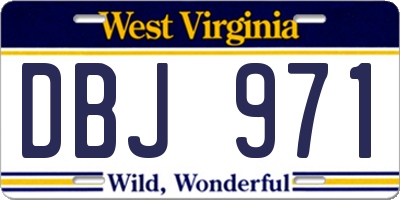 WV license plate DBJ971