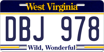 WV license plate DBJ978