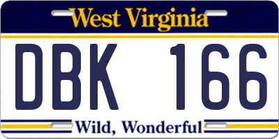 WV license plate DBK166