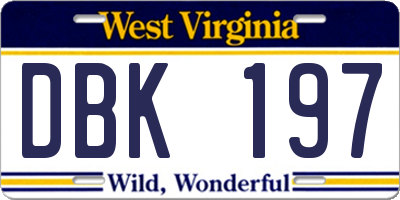 WV license plate DBK197