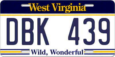 WV license plate DBK439