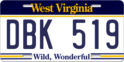 WV license plate DBK519