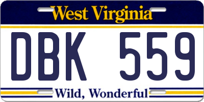WV license plate DBK559
