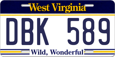 WV license plate DBK589