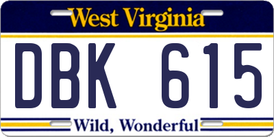 WV license plate DBK615