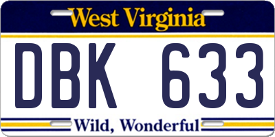 WV license plate DBK633