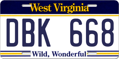 WV license plate DBK668