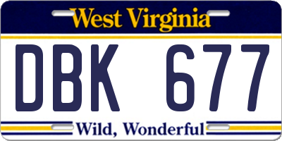 WV license plate DBK677
