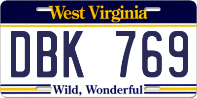 WV license plate DBK769