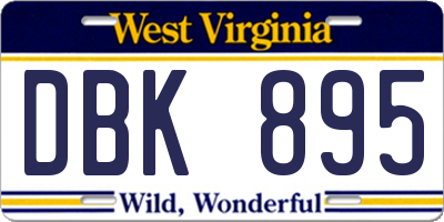 WV license plate DBK895