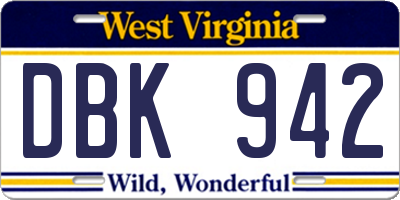 WV license plate DBK942