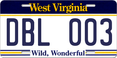 WV license plate DBL003