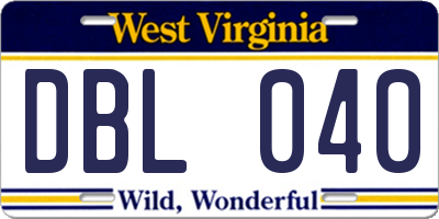 WV license plate DBL040