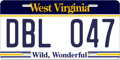 WV license plate DBL047