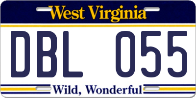 WV license plate DBL055