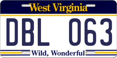 WV license plate DBL063
