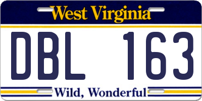WV license plate DBL163