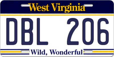 WV license plate DBL206