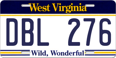 WV license plate DBL276