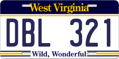 WV license plate DBL321