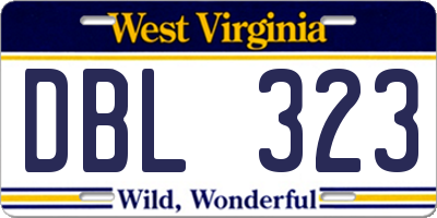WV license plate DBL323