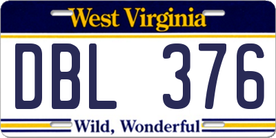 WV license plate DBL376