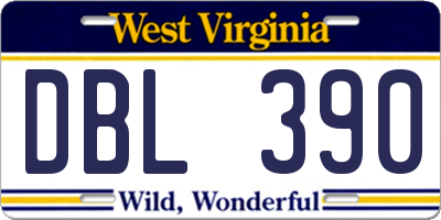 WV license plate DBL390