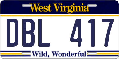 WV license plate DBL417