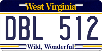 WV license plate DBL512