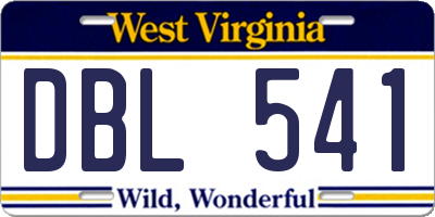WV license plate DBL541