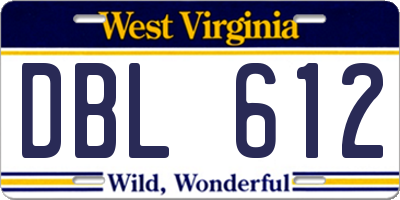WV license plate DBL612