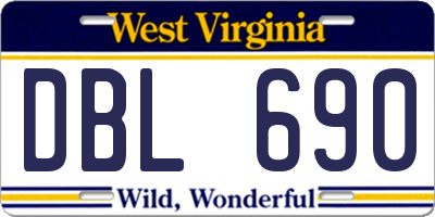 WV license plate DBL690