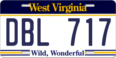 WV license plate DBL717