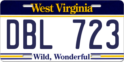 WV license plate DBL723