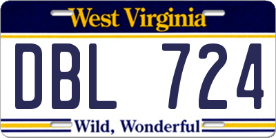WV license plate DBL724