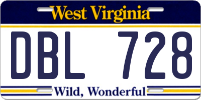 WV license plate DBL728