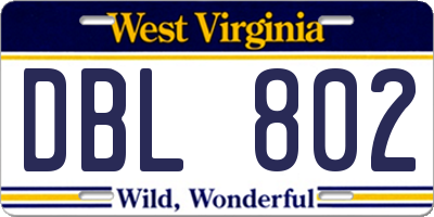 WV license plate DBL802