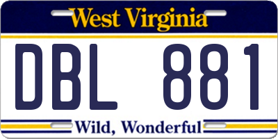 WV license plate DBL881
