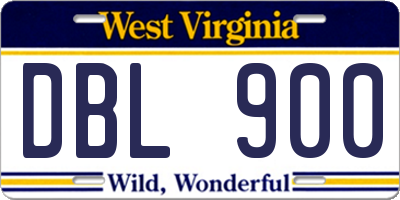 WV license plate DBL900